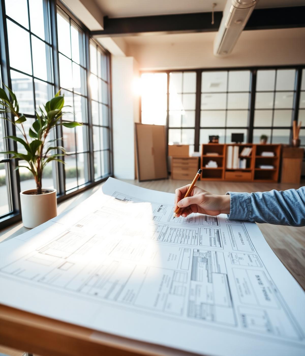 Arquitecto revisando planos